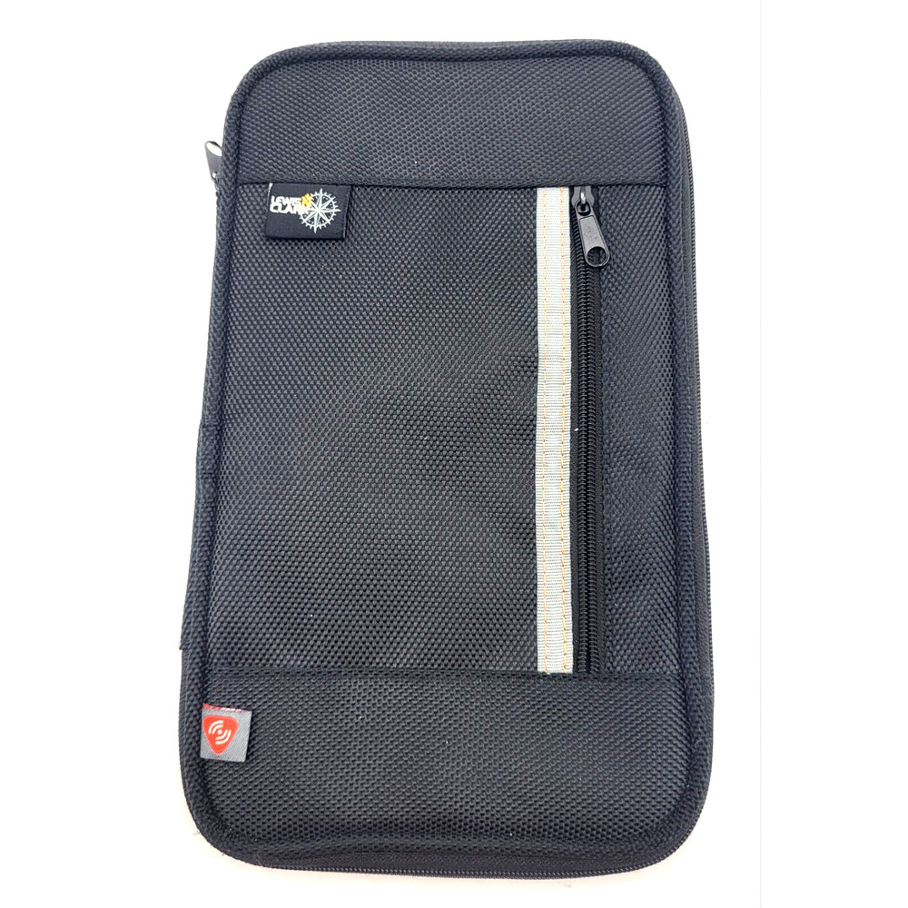 Lewis N Clark RFID Travel Documents Portfolio Black Canvas Zip Around 10x6x1"